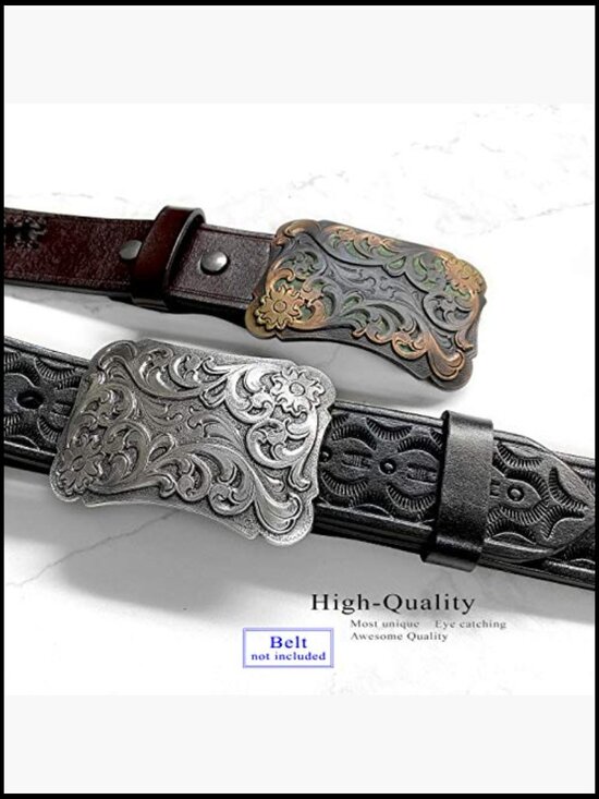 Western Floral Scroll Engraved Belt Buckle Zinc Polished 1-1/2\